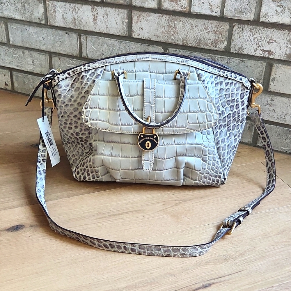 Dooney&Bourke Croco Embossed Leather Satchel.